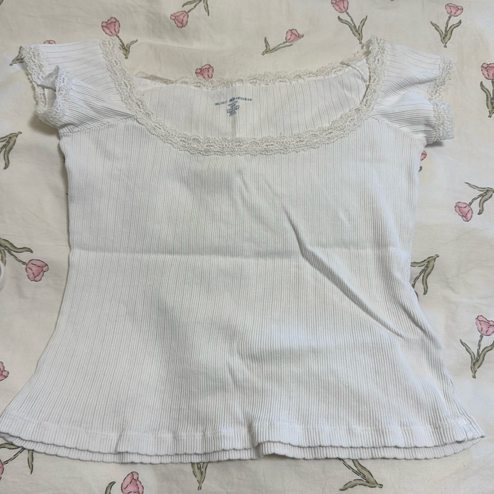 Brandy Melville White Ribbed Top